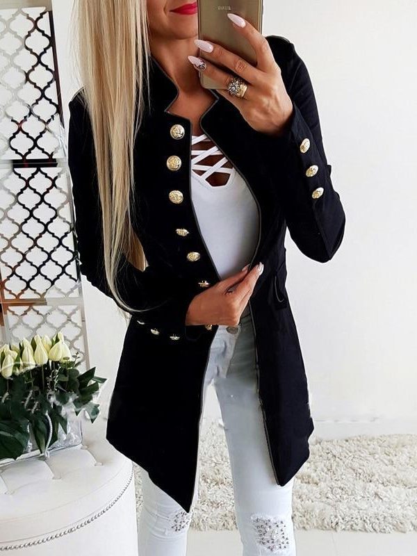 Women blazers jacket coat Autumn slim fit business blazer Long sleeve office ladies work suit Vintage single breasted fall coat - Takalr