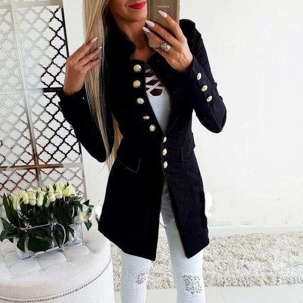 Women blazers jacket coat Autumn slim fit business blazer Long sleeve office ladies work suit Vintage single breasted fall coat - Takalr