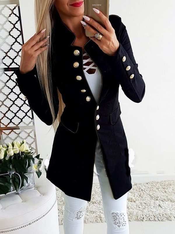 Women blazers jacket coat Autumn slim fit business blazer Long sleeve office ladies work suit Vintage single breasted fall coat - Takalr