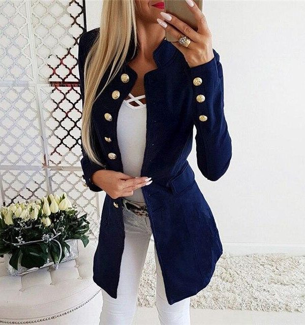 Women blazers jacket coat Autumn slim fit business blazer Long sleeve office ladies work suit Vintage single breasted fall coat - Takalr