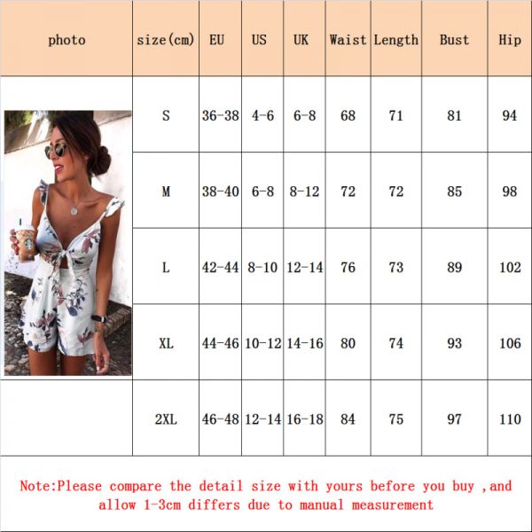 The Best Women's Floral Print Holiday Mini Playsuit Fashion Sexy Ladies Sleeveless V-Neck Jumpsuit New Casual Summer Beach Playsuits Online - Takalr