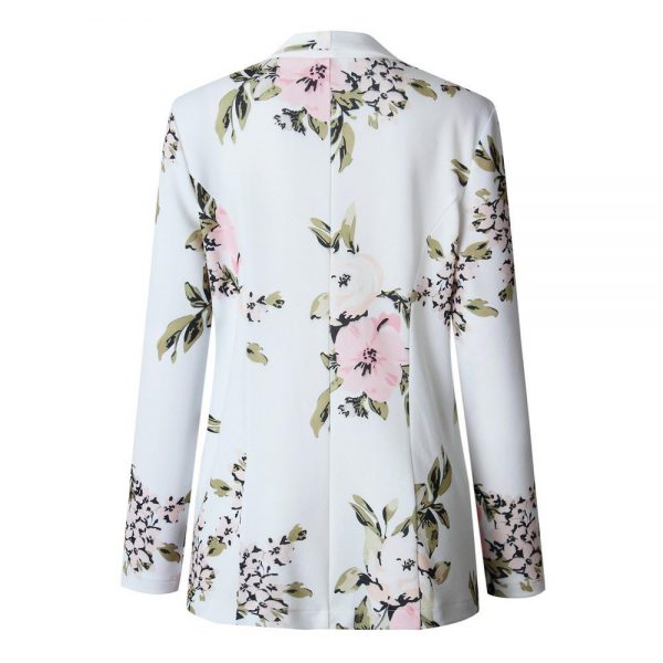 The Best Women's Floral Print Long Sleeve Open Front Blazer Longline Work Office Ladies Lapel Cardigan Jacket with Pockets Online - Takalr