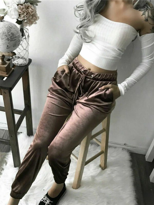 The Best Women's High Waist Casual Long Pants Autumn Winter Ladies Pencil Trousers Slim Skinny Daily Legging Sweatpants Online - Takalr