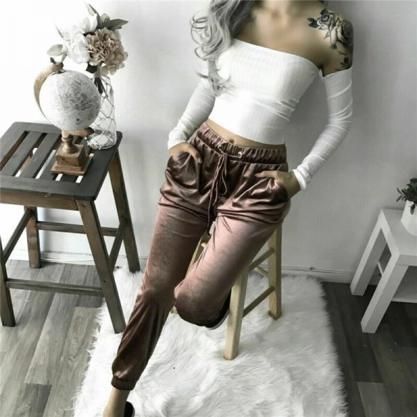 The Best Women's High Waist Casual Long Pants Autumn Winter Ladies Pencil Trousers Slim Skinny Daily Legging Sweatpants Online - Takalr