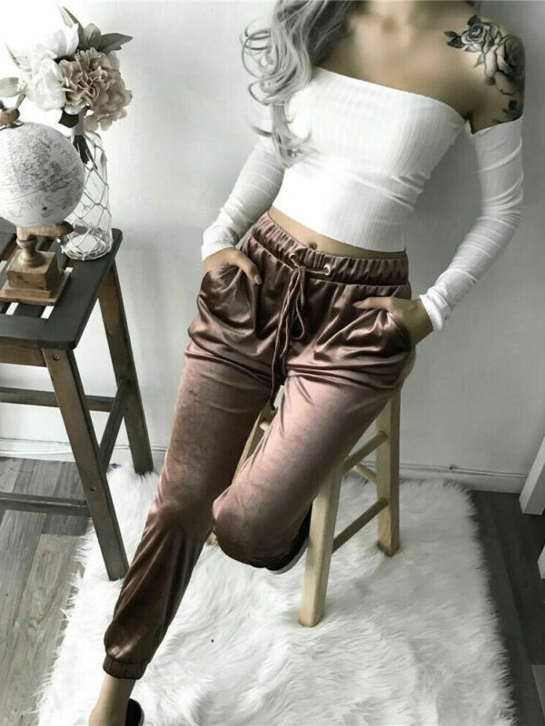 The Best Women's High Waist Casual Long Pants Autumn Winter Ladies Pencil Trousers Slim Skinny Daily Legging Sweatpants Online - Takalr