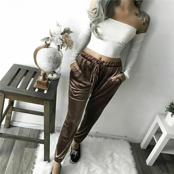 The Best Women's High Waist Casual Long Pants Autumn Winter Ladies Pencil Trousers Slim Skinny Daily Legging Sweatpants Online - Takalr