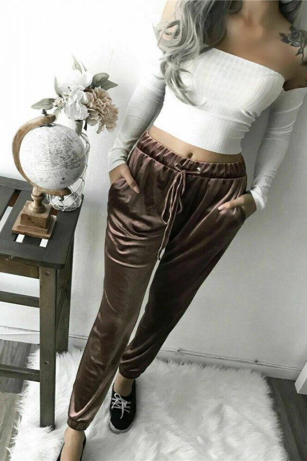 The Best Women's High Waist Casual Long Pants Autumn Winter Ladies Pencil Trousers Slim Skinny Daily Legging Sweatpants Online - Takalr