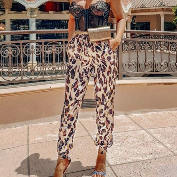 The Best Women's High Waist Leopard Print Pants Elegant Trousers Ladies Casual Party Fashion Pants Femme Streetwear Online - Takalr