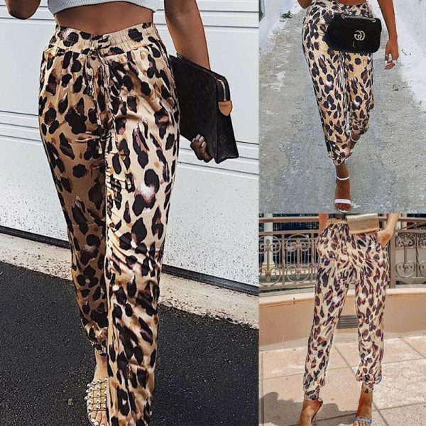 The Best Women's High Waist Leopard Print Pants Elegant Trousers Ladies Casual Party Fashion Pants Femme Streetwear Online - Takalr