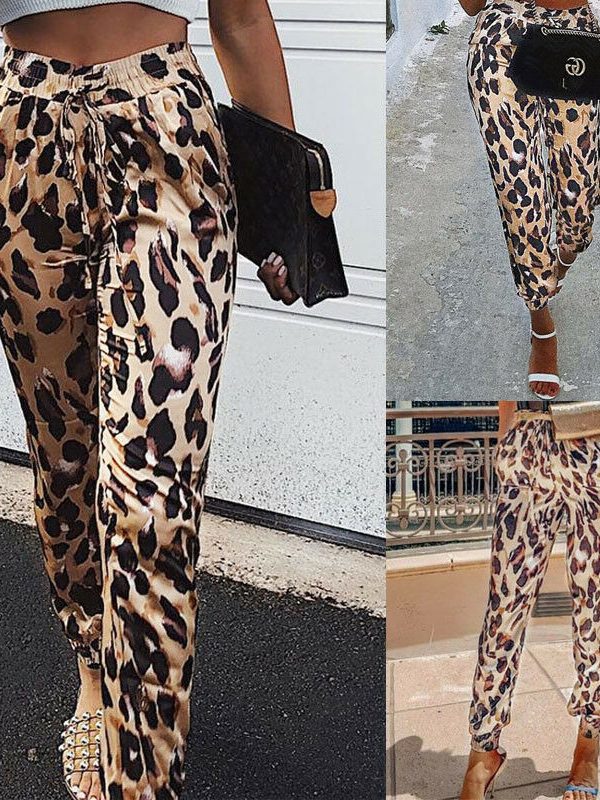 The Best Women's High Waist Leopard Print Pants Elegant Trousers Ladies Casual Party Fashion Pants Femme Streetwear Online - Takalr