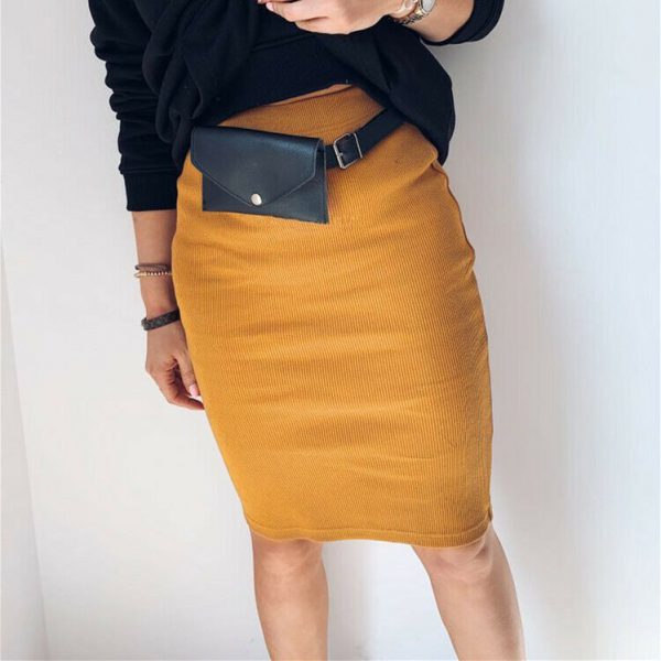 The Best Women's High Waisted Plain Sexy Summer Bodycon Tube Stretch Pencil Mini Skirt Retro Solid Slim Fit Knitted Skirt Online - Takalr