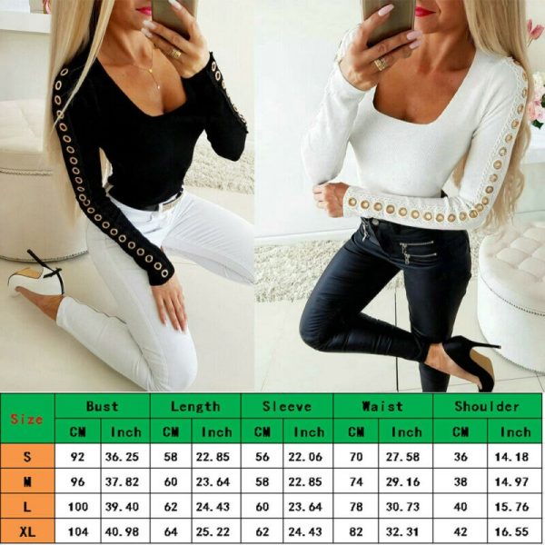 The Best Women's Hollow Out Long Sleeve Tops Shirt Ladies Knit Solid Casual Slim Blouse Autumn Sweatshirt Jumper Pullover Tops Online - Takalr