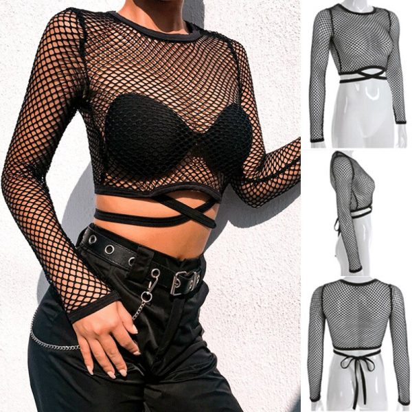 The Best Women's Hollow Sheer Mesh See-Through Crop Tops Sexy Ladies Summer Casual Beach Short Tank Tops Shirt Summer Clothing Online - Takalr