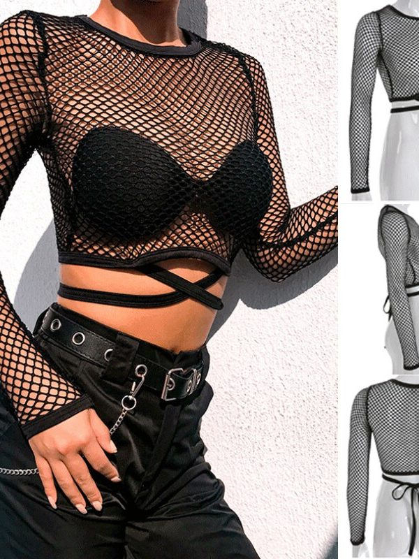 The Best Women's Hollow Sheer Mesh See-Through Crop Tops Sexy Ladies Summer Casual Beach Short Tank Tops Shirt Summer Clothing Online - Takalr