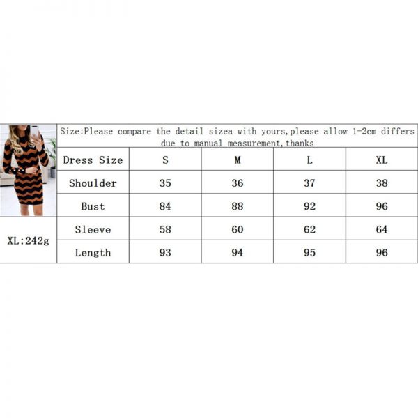 The Best Women's Knitted Bodycon Striped Party Jumper Dress Ladies Autumn Winter Crew-Neck Long Sleeve Casual Sweater Tops Dress Online - Takalr