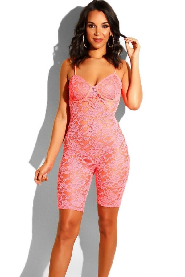 The Best Women's Lace V Neck Sleeveless Mini Playsuit Sexy Ladies Bodycon Party Beach Jumpsuit Romper Summer Casual Clothing Online - Takalr