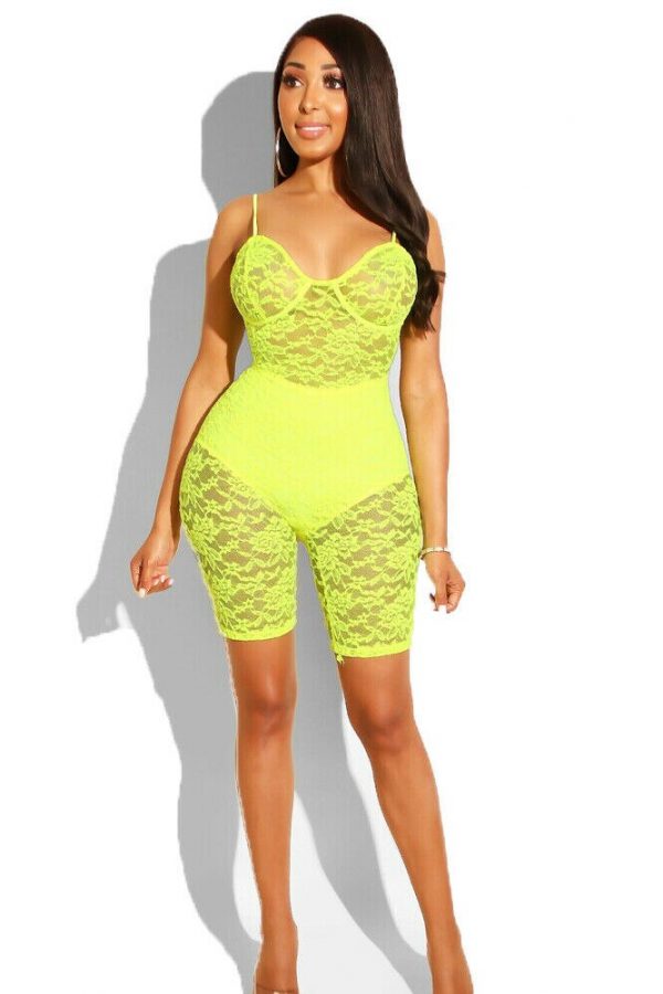 The Best Women's Lace V Neck Sleeveless Mini Playsuit Sexy Ladies Bodycon Party Beach Jumpsuit Romper Summer Casual Clothing Online - Takalr