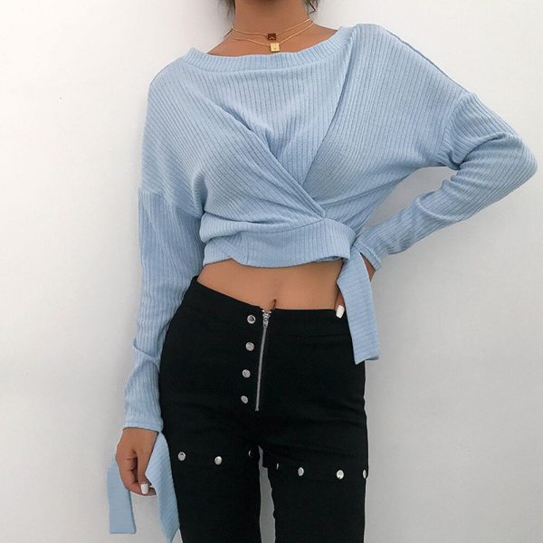 The Best Women's Ladies Long Sleeve Casual Tee Shirt Crop Tops Autumn Party Jumper Pullover Tops Knitwear Streeetwear Online - Takalr