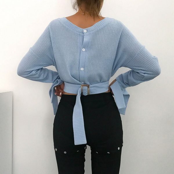 The Best Women's Ladies Long Sleeve Casual Tee Shirt Crop Tops Autumn Party Jumper Pullover Tops Knitwear Streeetwear Online - Takalr