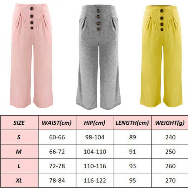 The Best Women's Ladies Solid Pleated High Elastic Waist Wide Leg Harem Trousers Casual Palazzo Loose Beach OL Pants Online - Takalr