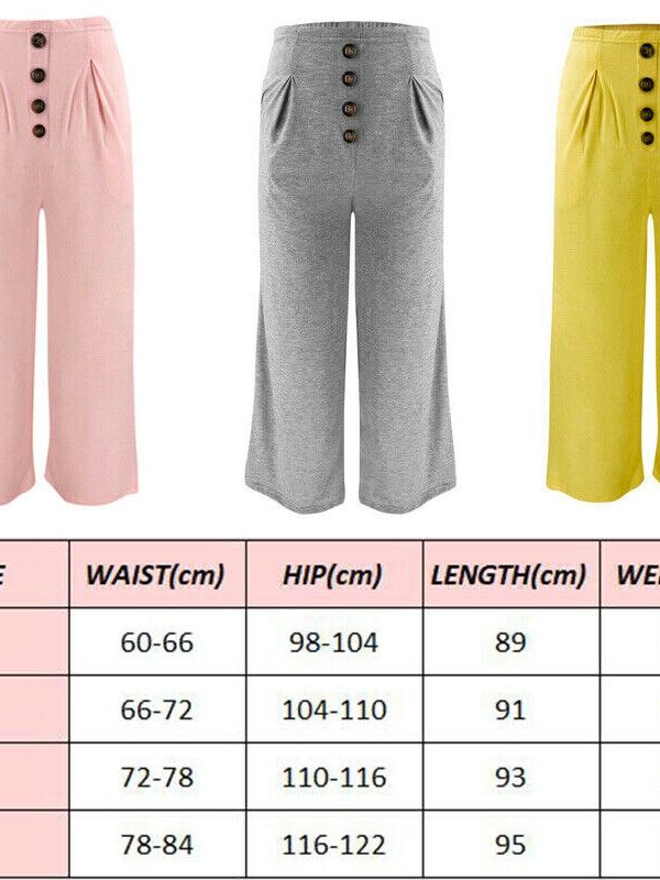 The Best Women's Ladies Solid Pleated High Elastic Waist Wide Leg Harem Trousers Casual Palazzo Loose Beach OL Pants Online - Takalr