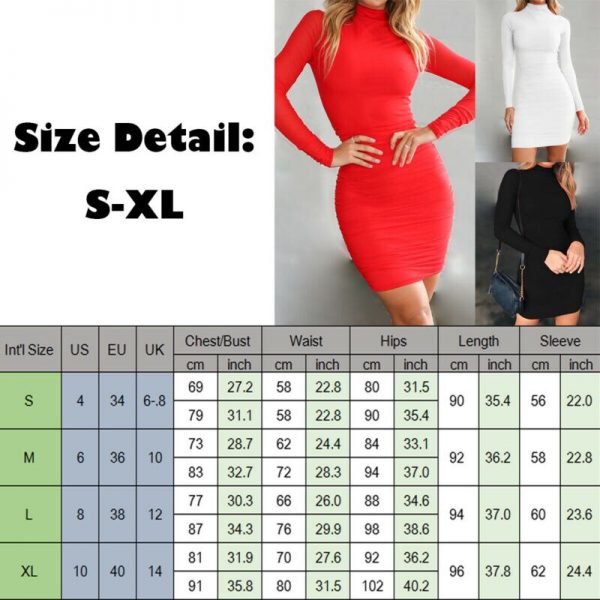 The Best Women's Lady Sexy Turtleneck Bandage Bodycon Dress 2020 Fashion New Ladies Evening Party Slim Mini Dress Clubwear Online - Takalr