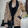 The Best Women's Leopard Blazer Jacket Fashion Long Sleeve Ladies Button Office Work OL Autumn Casual Lapel Outwear Blazer Slim Tops Online - Takalr