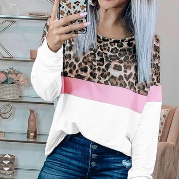 The Best Women's Leopard Long Sleeve Crew Neck T-shirt Casual Blouse Loose Jumper Shirt Tunic Tops Hoodie Sweatshirt Pullover Online - Takalr