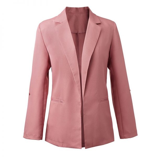 The Best Women's Long Sleeve Open Front Blazer Longline Work Office Lapel Cardigan Jacket with Pockets Slim Fitness Outwear Jacket 2019 Online - Takalr