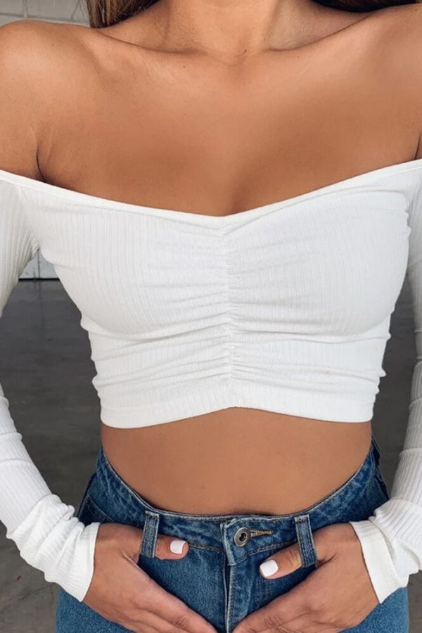 The Best Women's Off Shoulder Shirt Crop Tops Sexy Ladies Holiday Long Sleeve Casual Tee Jumper Vest Cami Tank Top Online - Takalr