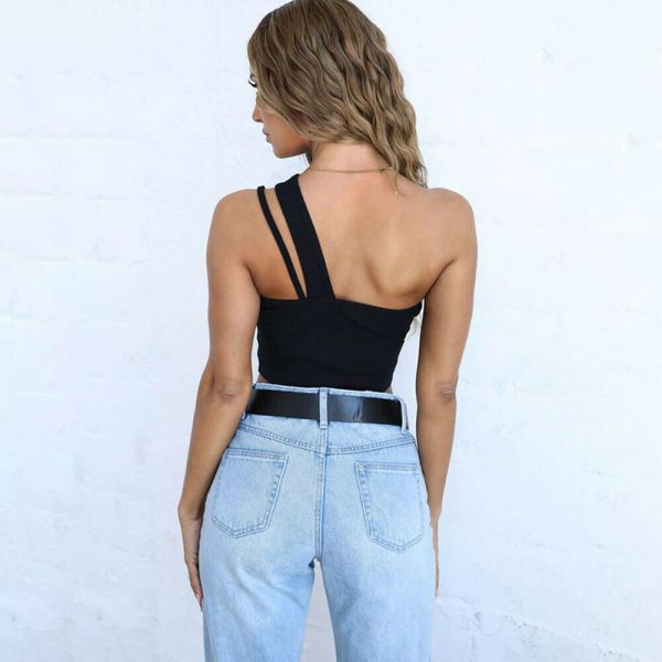 The Best Women's One Shoulder Shirt Crop Tops Summer Casual Ladies Long Sleeve Blouse Jumper Vest Cami Tank Top 2019 Online - Takalr