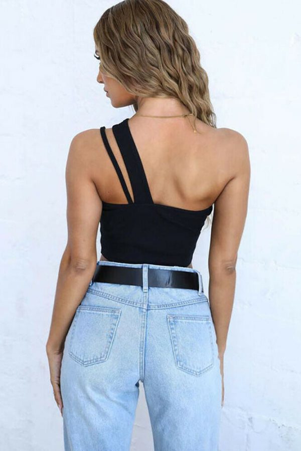 The Best Women's One Shoulder Shirt Crop Tops Summer Casual Ladies Long Sleeve Blouse Jumper Vest Cami Tank Top 2019 Online - Takalr