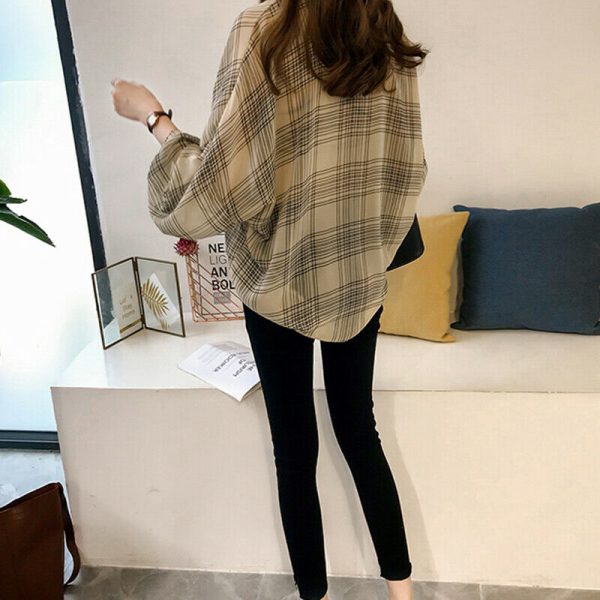 The Best Women's Plaid Long Sleeve Loose Top Shirt OL Ladies Casual Shirt Summer Tops Plus Size T-Shirt Women Clothes Online - Takalr