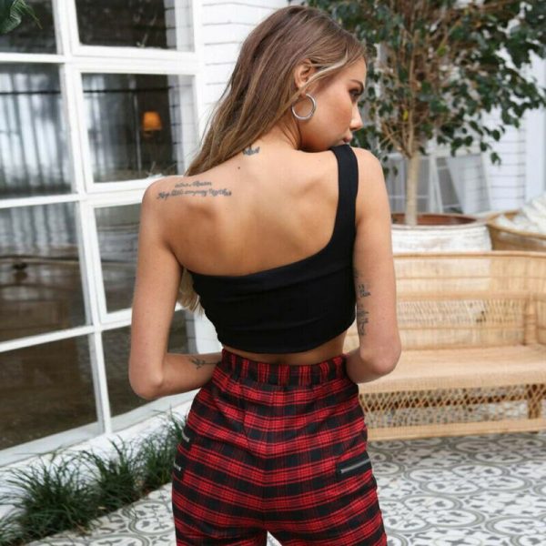 The Best Women's Plain One Shoulder Sleeveless Sports Bra Ladies Bralet Casual Vest Tank Vest Blouse Sleeveless Crop Top Online - Takalr