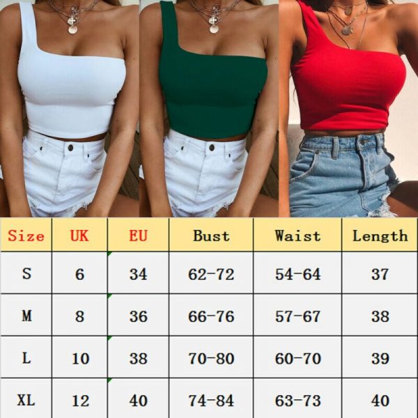 The Best Women's Plain One Shoulder Sleeveless Sports Bra Ladies Bralet Casual Vest Tank Vest Blouse Sleeveless Crop Top Online - Takalr