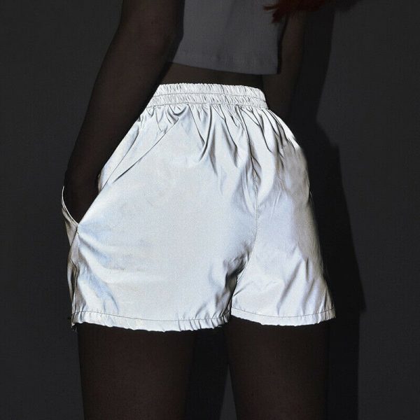 The Best Women's Reflective Luminous Hot Shorts Fashion Casual High Waist Wet Look Shiny Shorts Party Dance Clubwear Jogging Trousers Online - Takalr