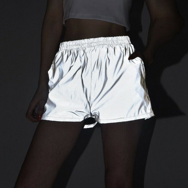 The Best Women's Reflective Luminous Hot Shorts Fashion Casual High Waist Wet Look Shiny Shorts Party Dance Clubwear Jogging Trousers Online - Takalr