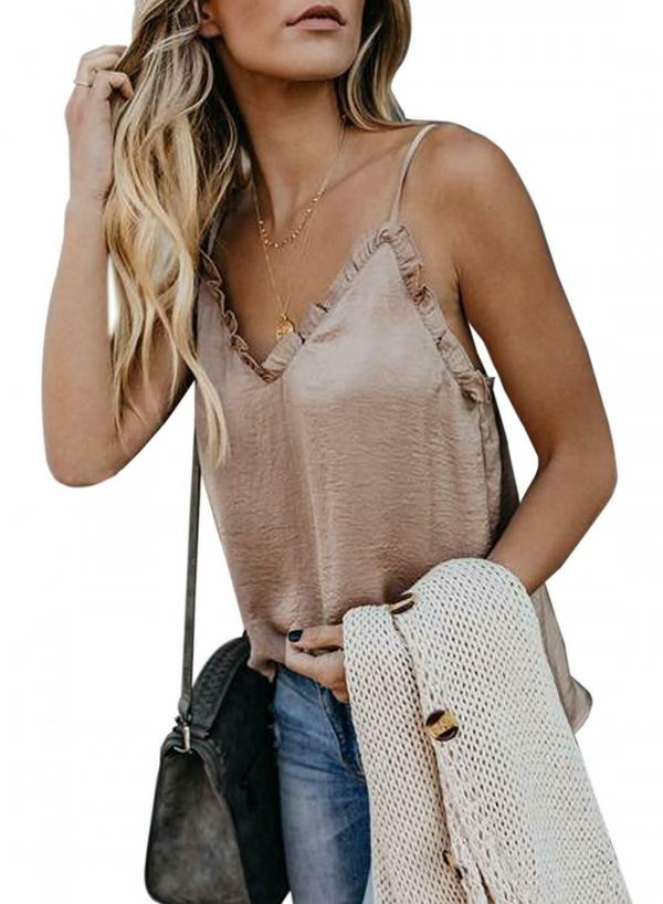 The Best Women's Retro Sleeveless Tank Top Strappy Vest Fashion Ladies Summer Solid Casual V-Neck Loose Shirt Blouse New Online - Takalr