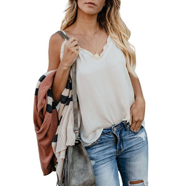 The Best Women's Retro Sleeveless Tank Top Strappy Vest Fashion Ladies Summer Solid Casual V-Neck Loose Shirt Blouse New Online - Takalr