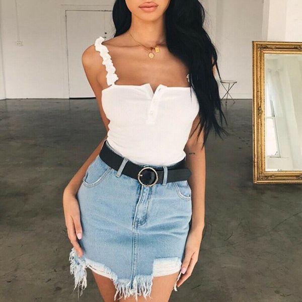 The Best Women's Sexy Summer Beach Short Vest Tops Fashion Ladies Sleeveless Camisole Tank Casual Button Solid Short Tops New Online - Takalr