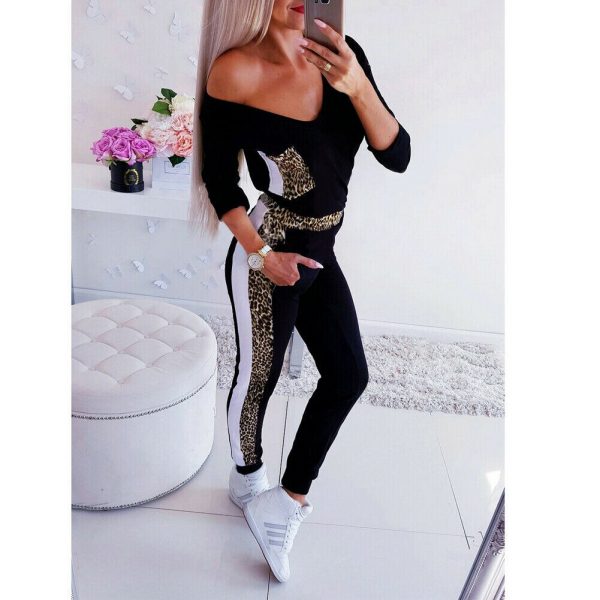 The Best Women's Sexy V Neck Leopard Print Stretch Romper Fashion Ladies Bodycon Slim Autumn Long Jumpsuit Playsuit 2019 Online - Takalr