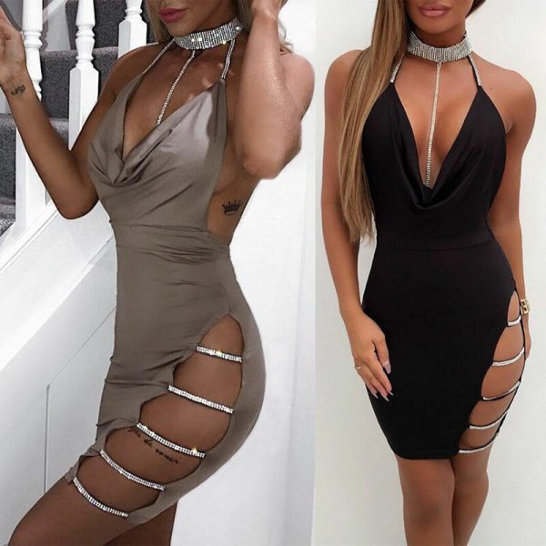 The Best Women's Sleeveless Bandage Bodycon Dress Ladies Summer Sexy Evening Party Clubwear Slim Short Mini Dress Online - Takalr