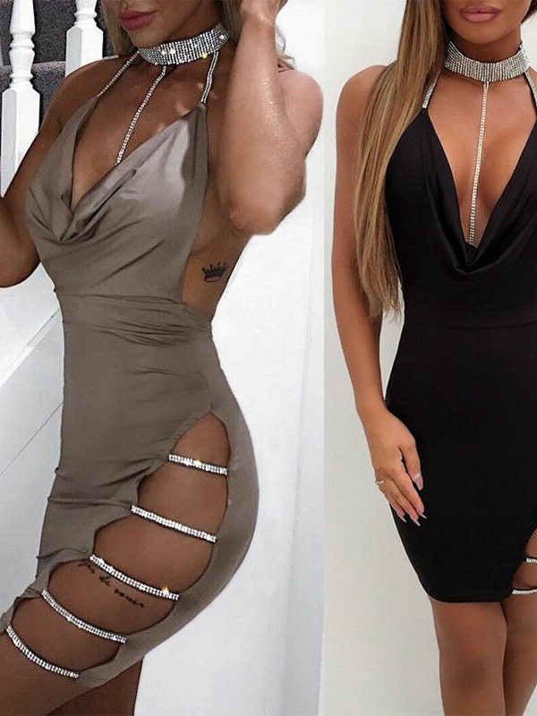 The Best Women's Sleeveless Bandage Bodycon Dress Ladies Summer Sexy Evening Party Clubwear Slim Short Mini Dress Online - Takalr