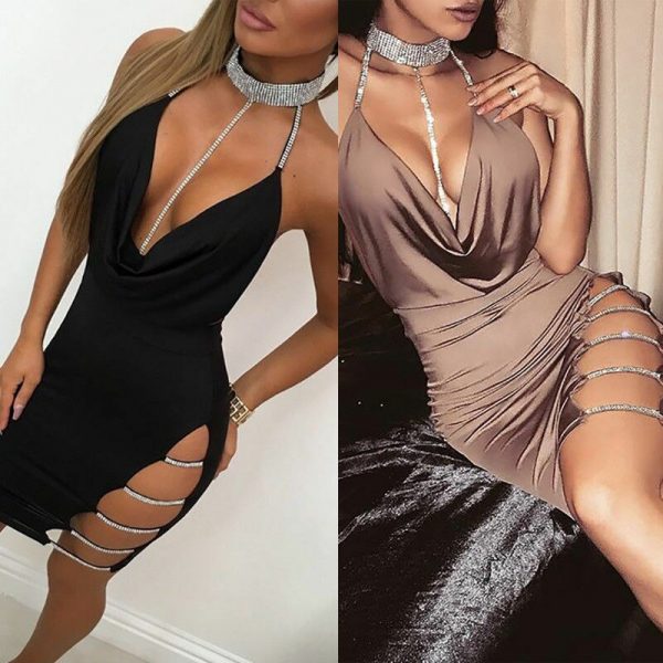 The Best Women's Sleeveless Bandage Bodycon Dress Ladies Summer Sexy Evening Party Clubwear Slim Short Mini Dress Online - Takalr