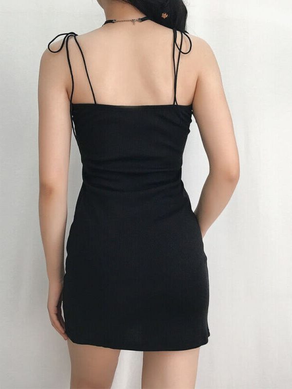 The Best Women's Sleeveless Bandage Bodycon Party Club Short Mini Dress Summer Ladies Spaghetti Strap Sexy Solid Casual Dress Online - Takalr