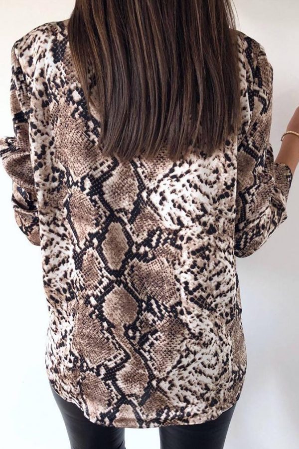 The Best Women's Snake Animal Print Blouse and Shirt Long Sleeve Casual V Neck Serpentine Fashion Ladies Blouses Autumn Online - Takalr