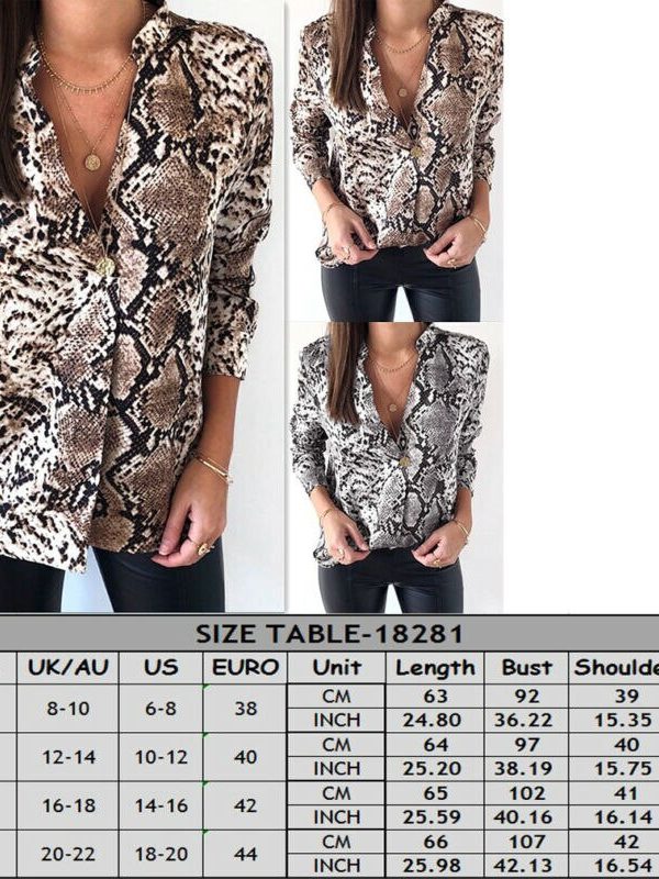 The Best Women's Snake Animal Print Blouse and Shirt Long Sleeve Casual V Neck Serpentine Fashion Ladies Blouses Autumn Online - Takalr