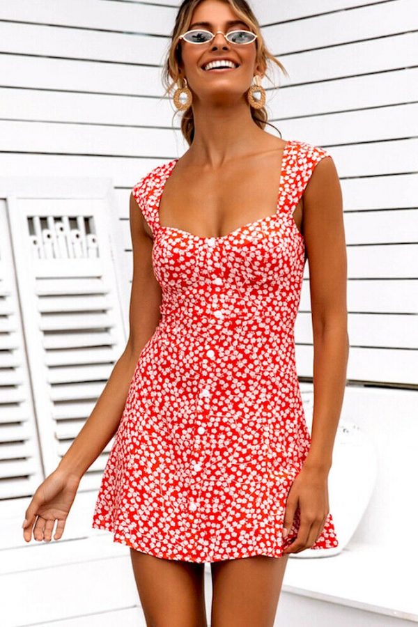 The Best Women's Summer Boho Floral Bodycon Sleeveless Mini Dress Fashion Ladies Holiday Casual Beach Short Sundress New Online - Takalr