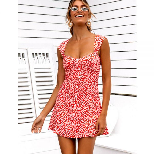 The Best Women's Summer Boho Floral Bodycon Sleeveless Mini Dress Fashion Ladies Holiday Casual Beach Short Sundress New Online - Takalr