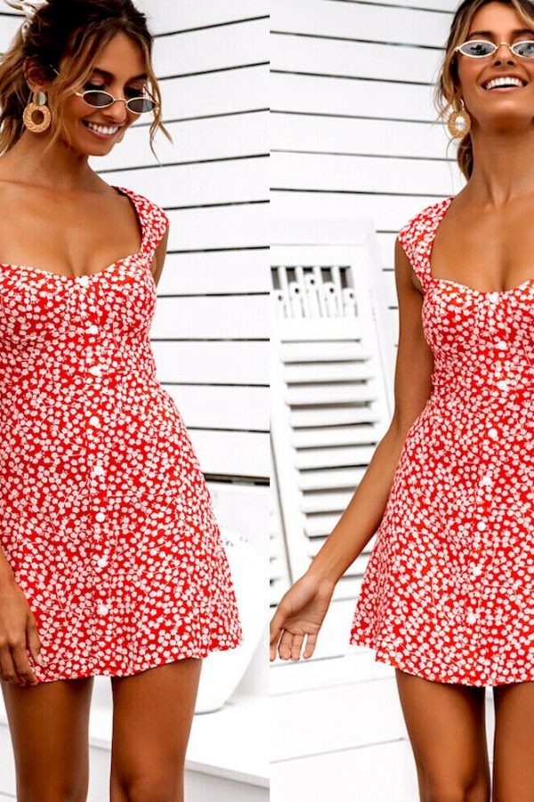 The Best Women's Summer Boho Floral Bodycon Sleeveless Mini Dress Fashion Ladies Holiday Casual Beach Short Sundress New Online - Takalr